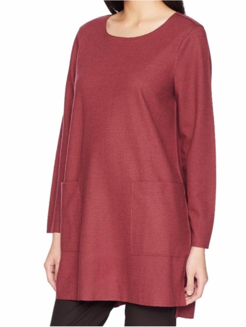 Eileen Fisher Boiled Wool Boxy Jersey Tunic Top Size Small Colour Motry